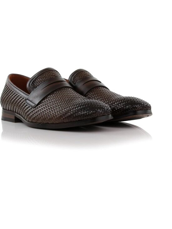 Men\'s Brown Woven Synthetic Classic Penny Loafers & Slip-On Dress Shoes main image 5